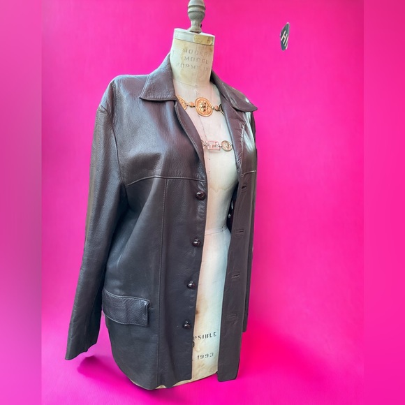 swann Other - 1980s brown leather jacket size med-large.